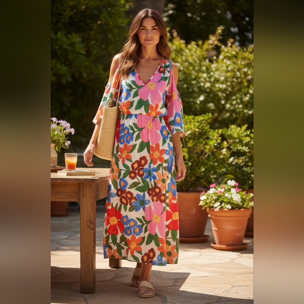 MISSLOOK Pink Multicolor Floral Maxi Dress